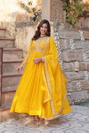 KA 1147 Faux Blooming Embroidery Work Gown With Dupatta Wholesale Online